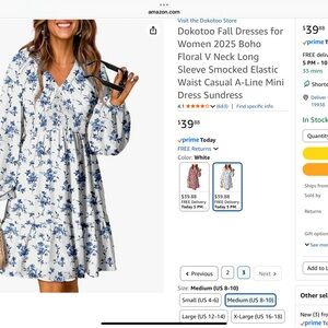 Floral V-Neck Long Sleeve Dress